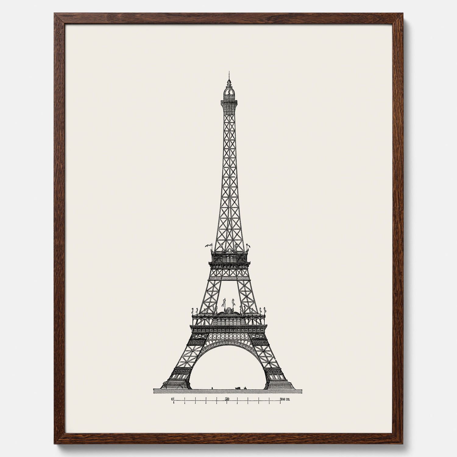 Tavla med en Vintageposter med en illustration av Eiffeltornet i Paris – Arkitektur poster