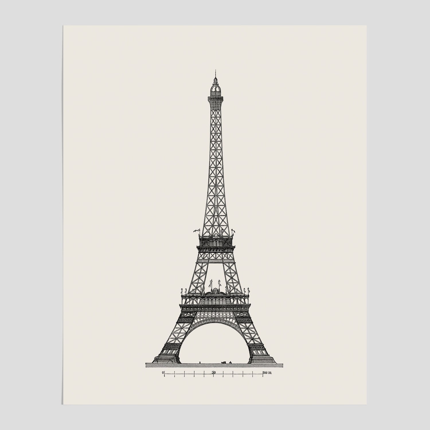 Vintageposter med en illustration av Eiffeltornet i Paris – Arkitektur poster