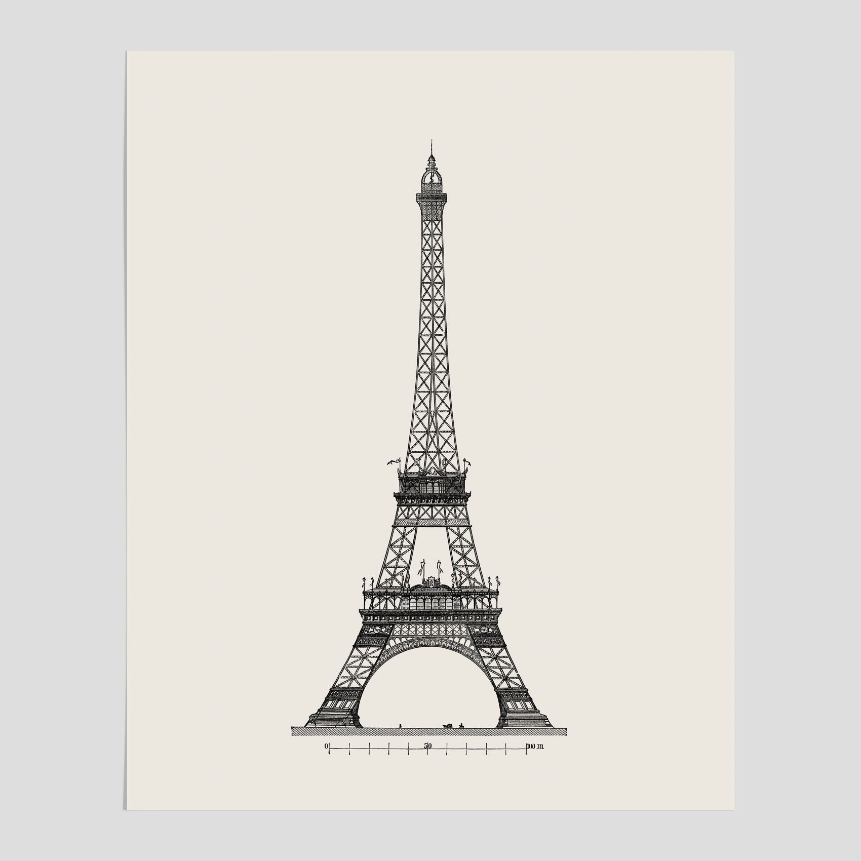 Vintageposter med en illustration av Eiffeltornet i Paris – Arkitektur poster