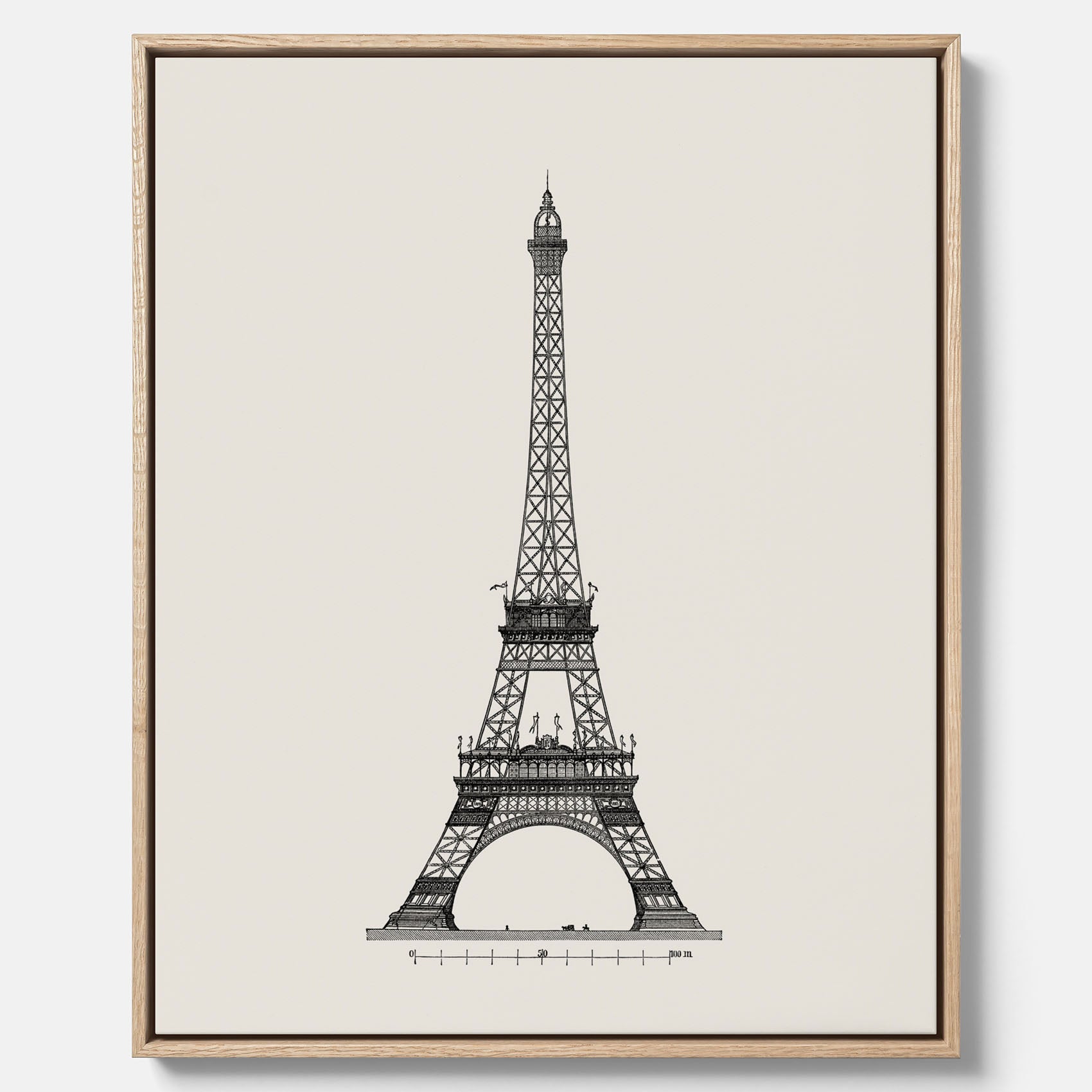 Tavla i canvas med en Vintageposter med en illustration av Eiffeltornet i Paris – Arkitektur poster