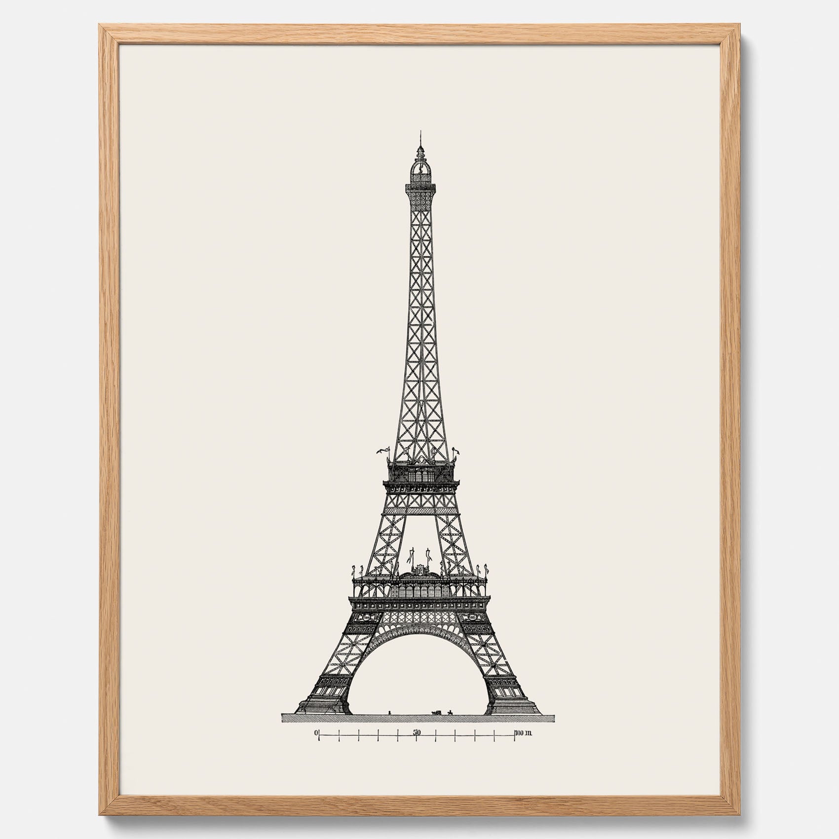 Tavla med en Vintageposter med en illustration av Eiffeltornet i Paris – Arkitektur poster