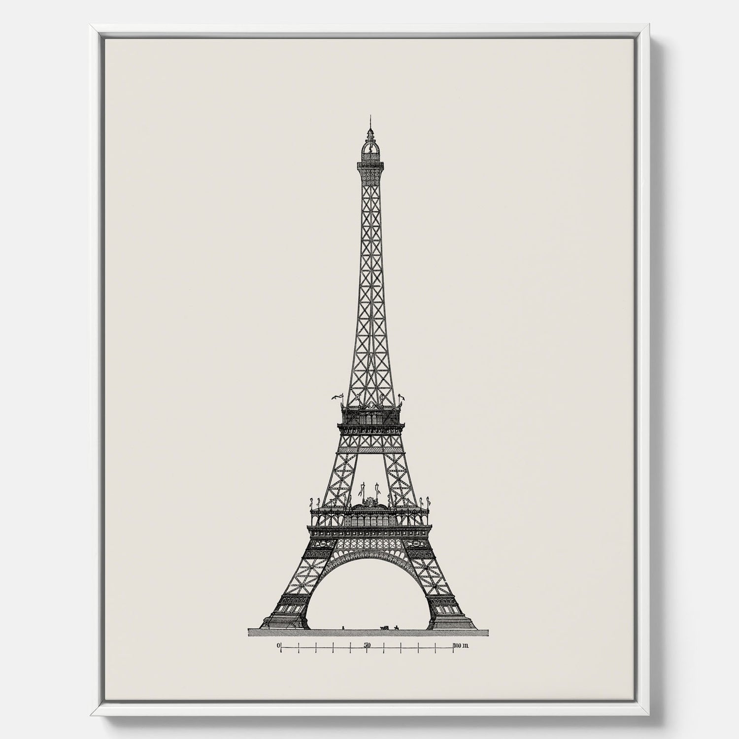 Tavla i canvas med en Vintageposter med en illustration av Eiffeltornet i Paris – Arkitektur poster