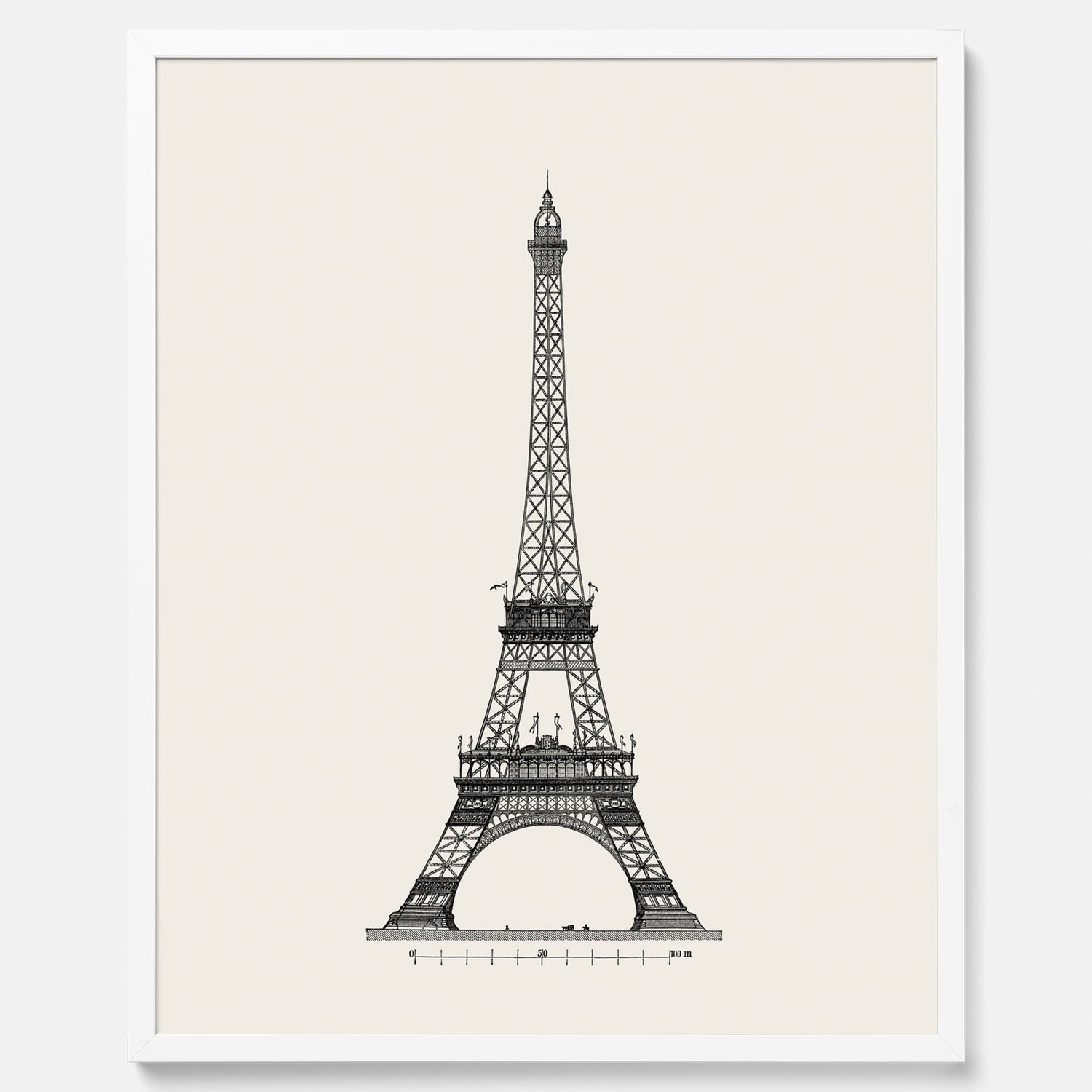 Tavla med en Vintageposter med en illustration av Eiffeltornet i Paris – Arkitektur poster