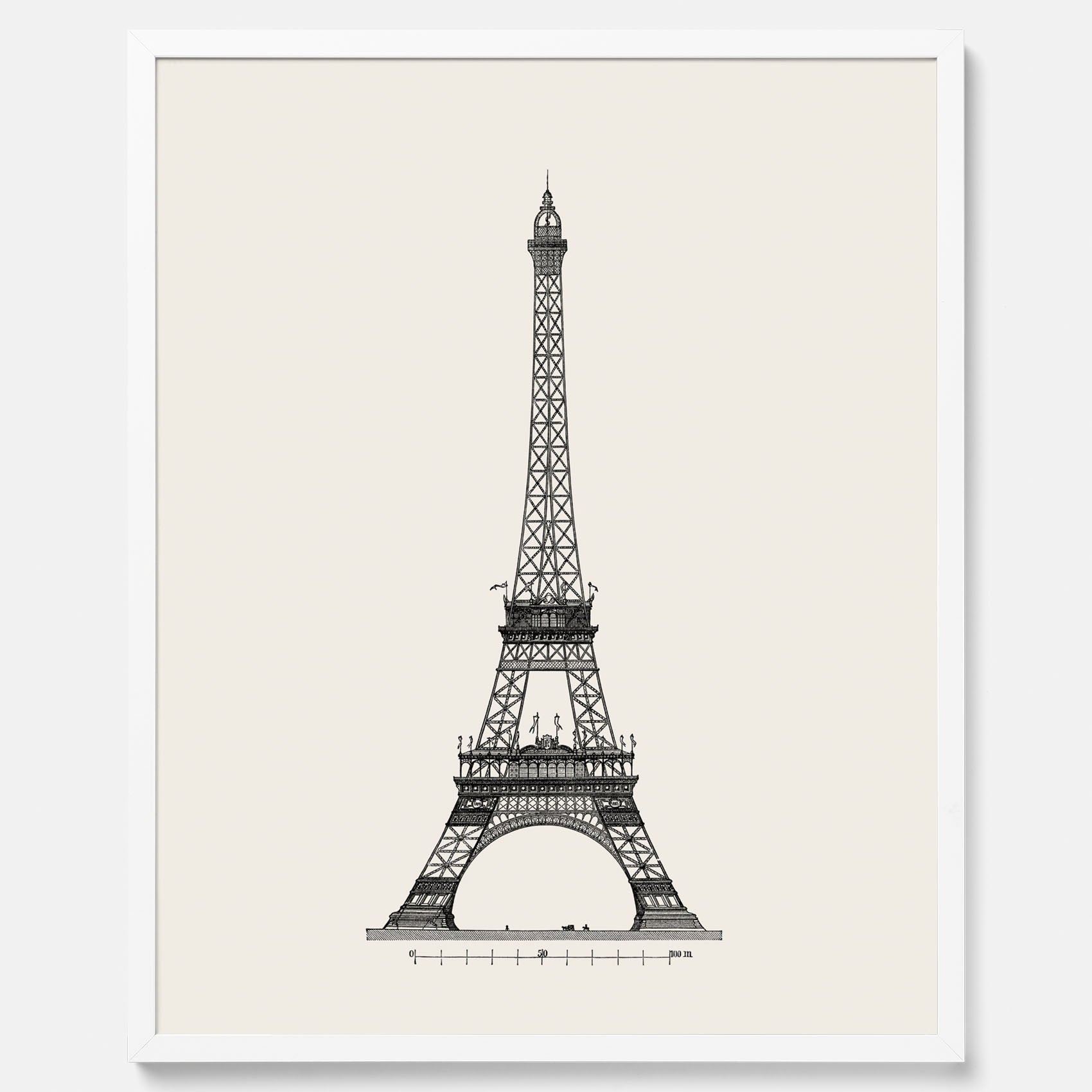 Tavla med en Vintageposter med en illustration av Eiffeltornet i Paris – Arkitektur poster
