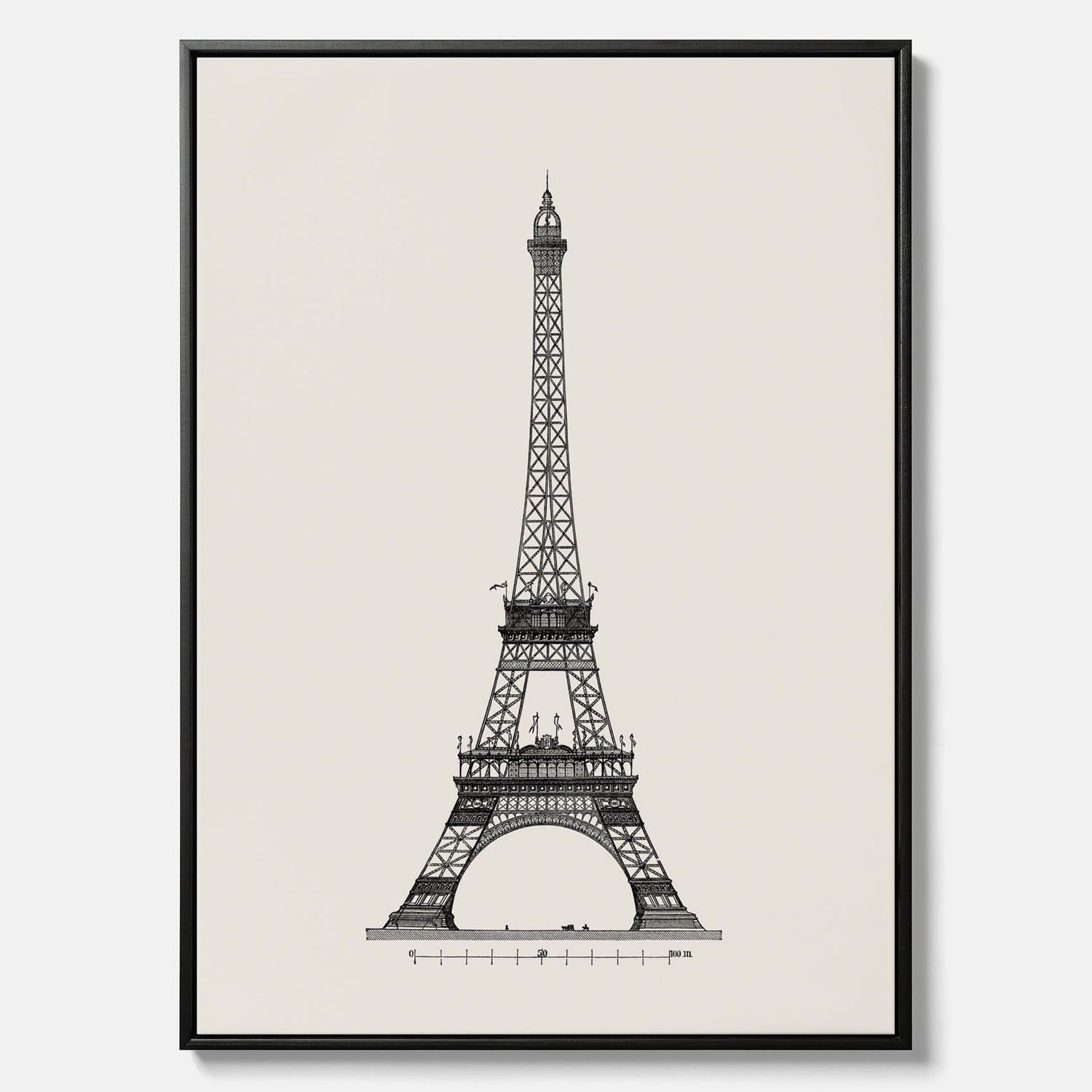 Tavla i canvas med en Vintageposter med en illustration av Eiffeltornet i Paris – Arkitektur poster