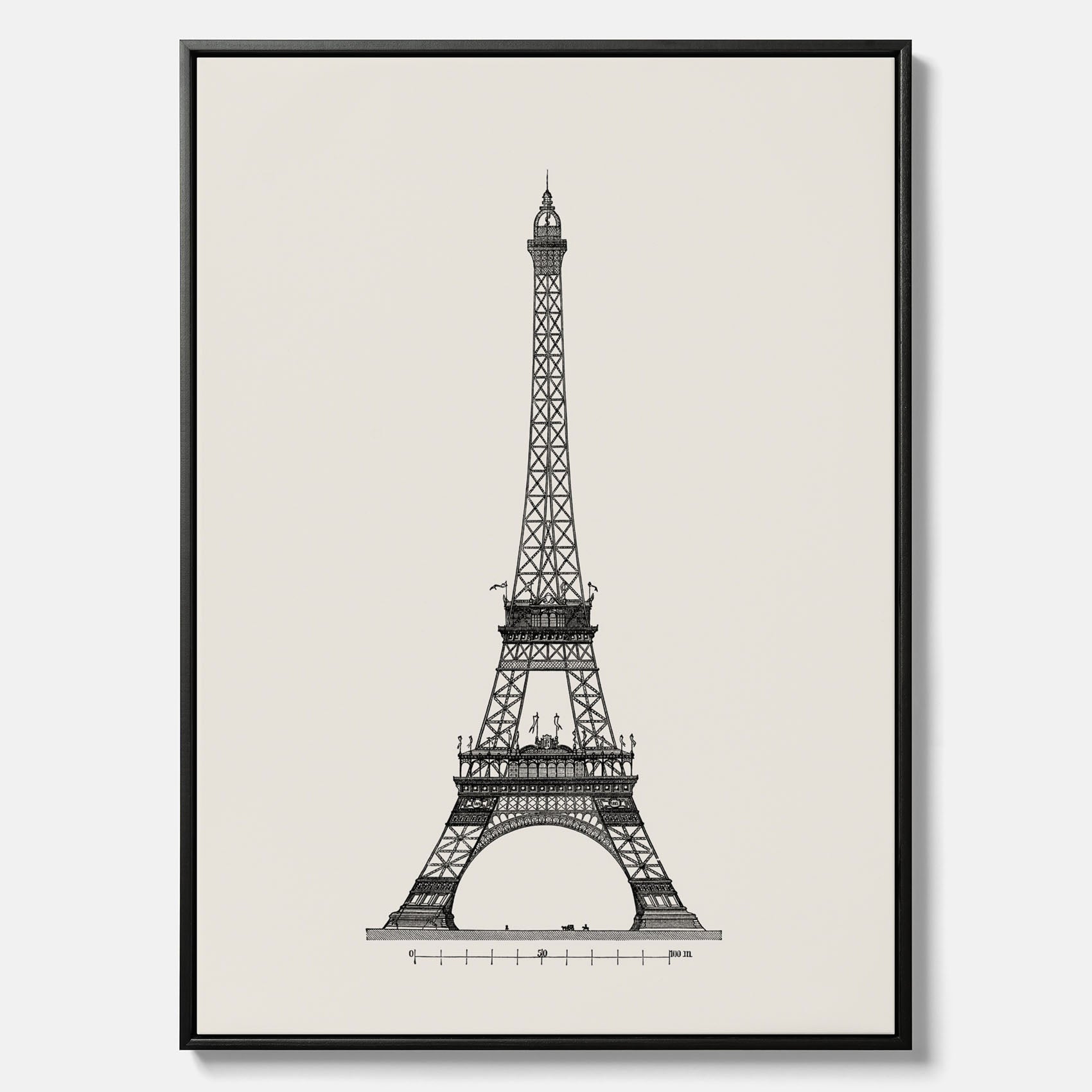 Tavla i canvas med en Vintageposter med en illustration av Eiffeltornet i Paris – Arkitektur poster