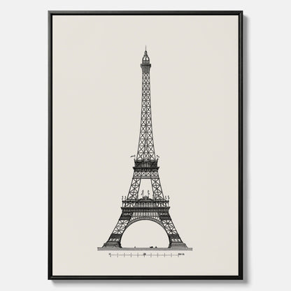 Tavla i canvas med en Vintageposter med en illustration av Eiffeltornet i Paris – Arkitektur poster