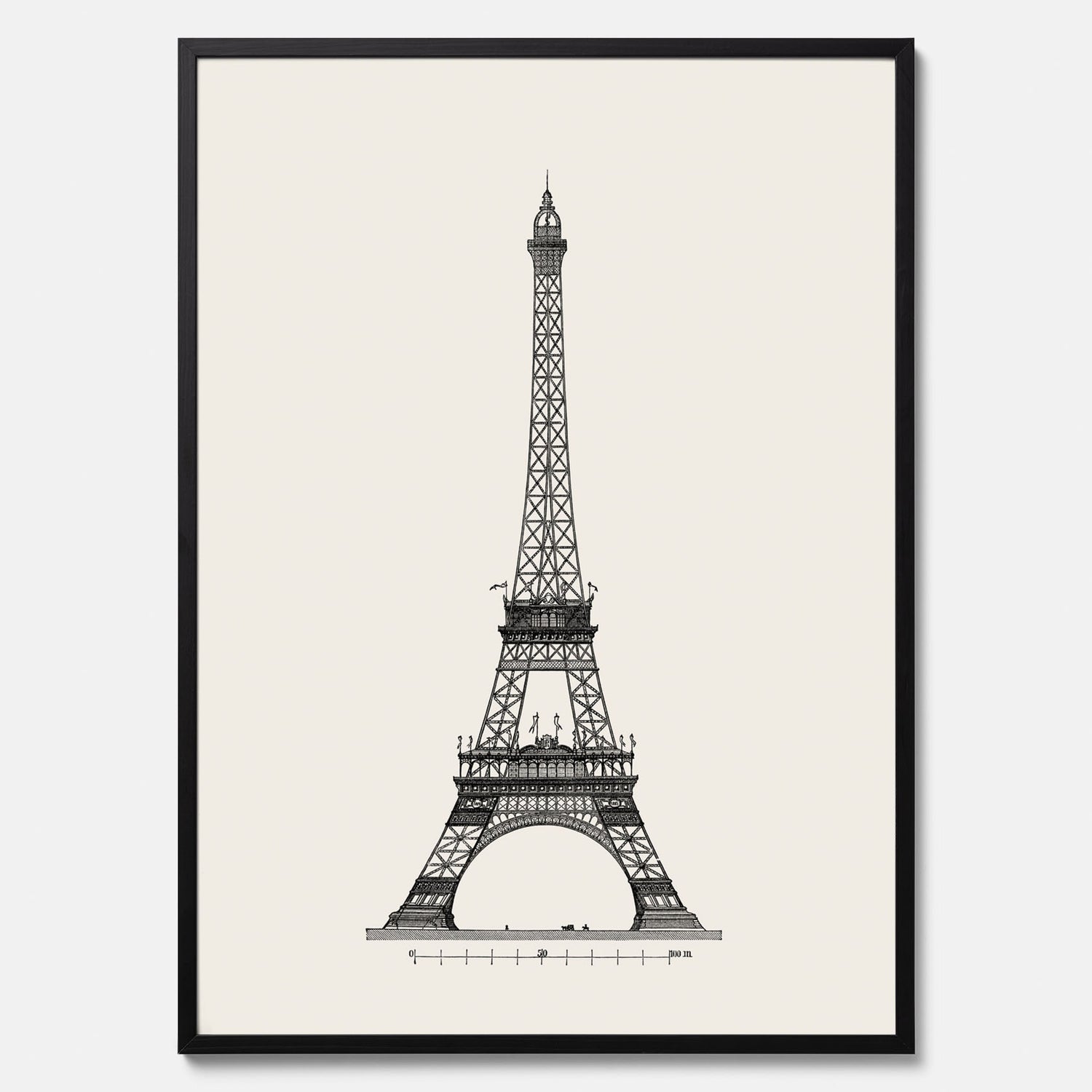 Tavla med en Vintageposter med en illustration av Eiffeltornet i Paris – Arkitektur poster