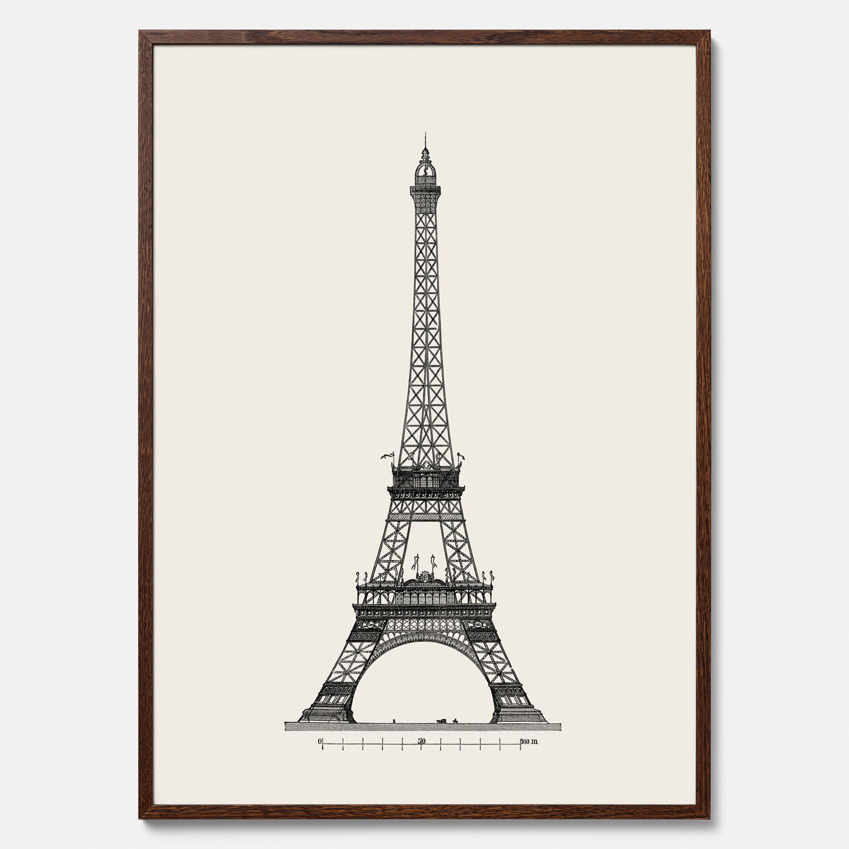Tavla med en Vintageposter med en illustration av Eiffeltornet i Paris – Arkitektur poster