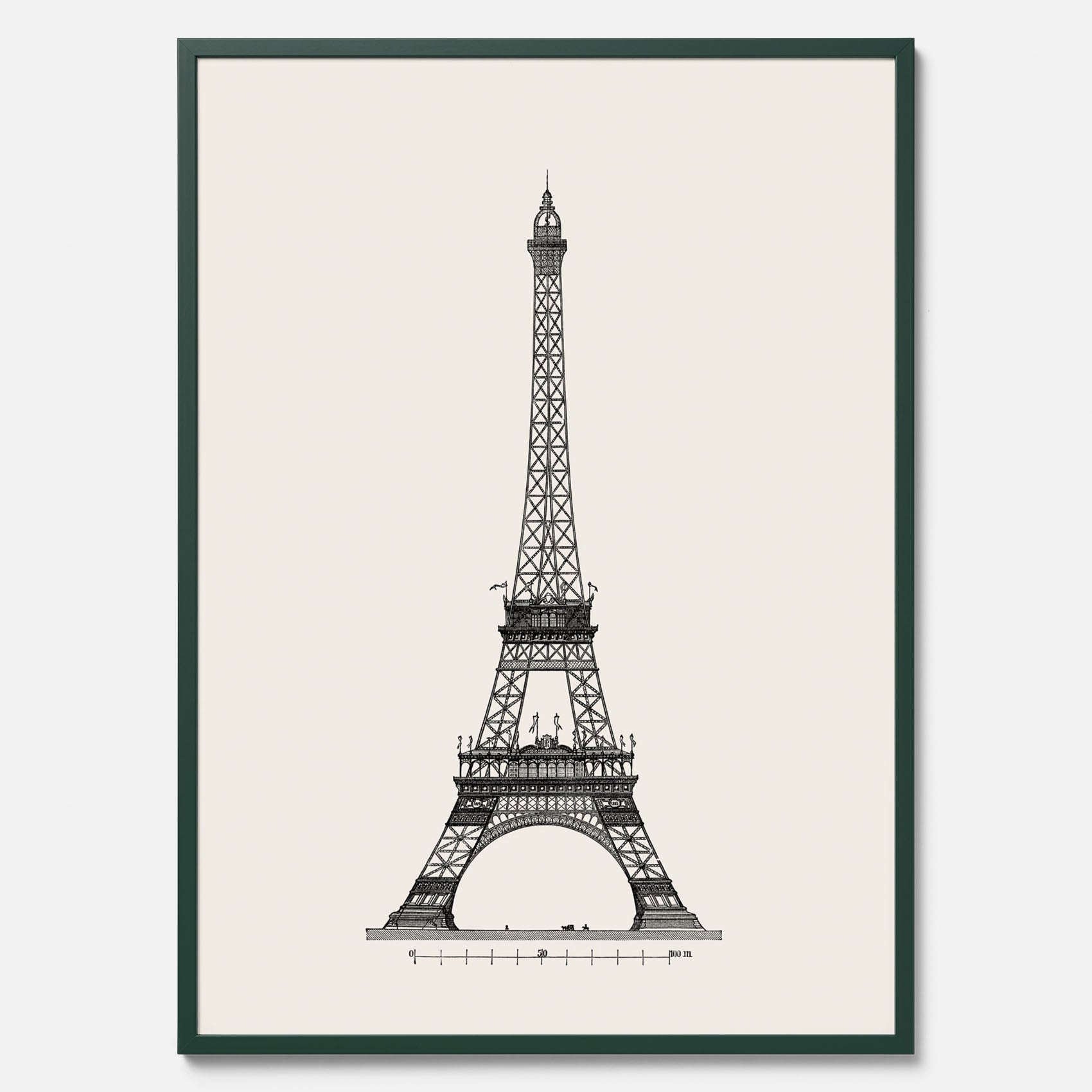Tavla med en Vintageposter med en illustration av Eiffeltornet i Paris – Arkitektur poster