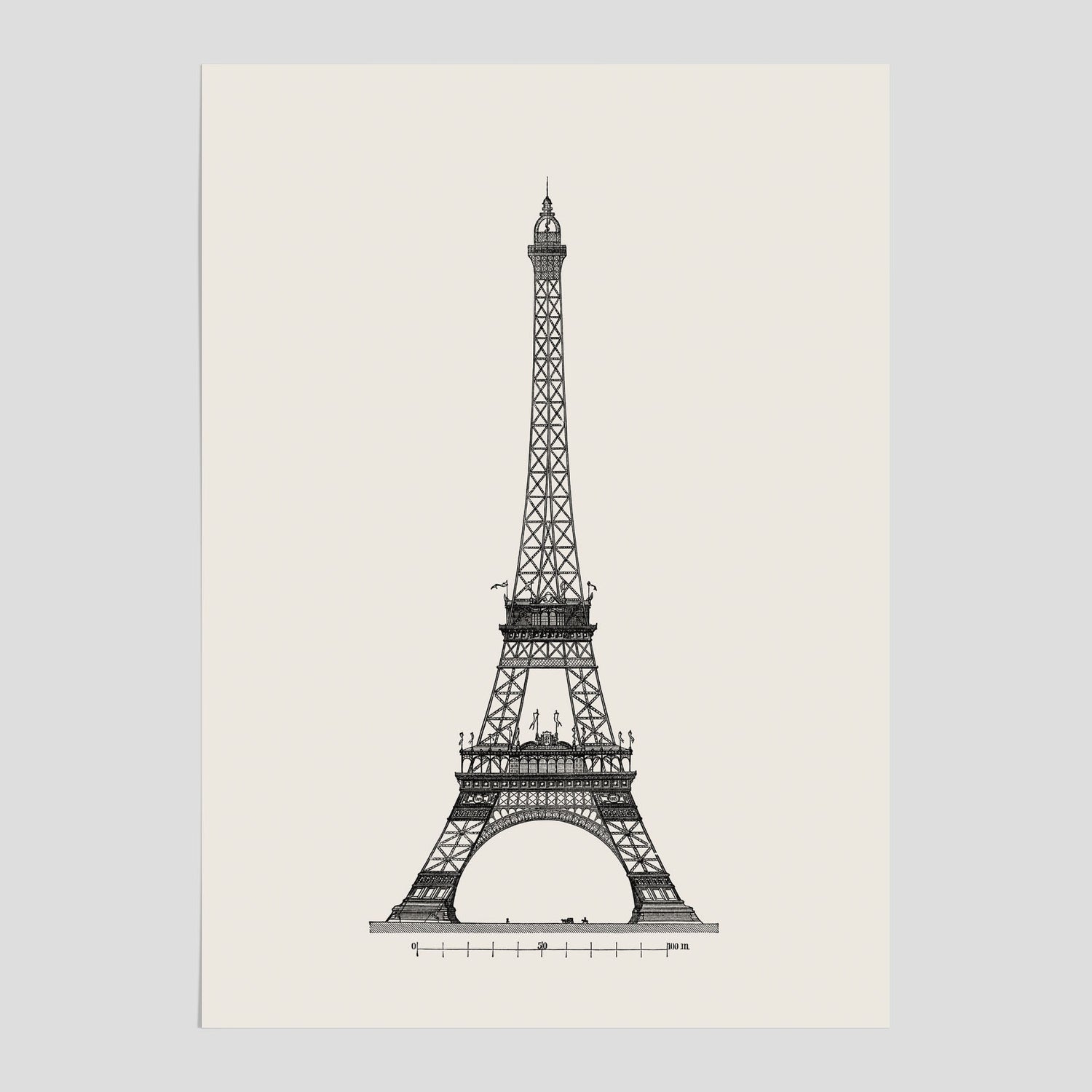 Vintageposter med en illustration av Eiffeltornet i Paris – Arkitektur poster