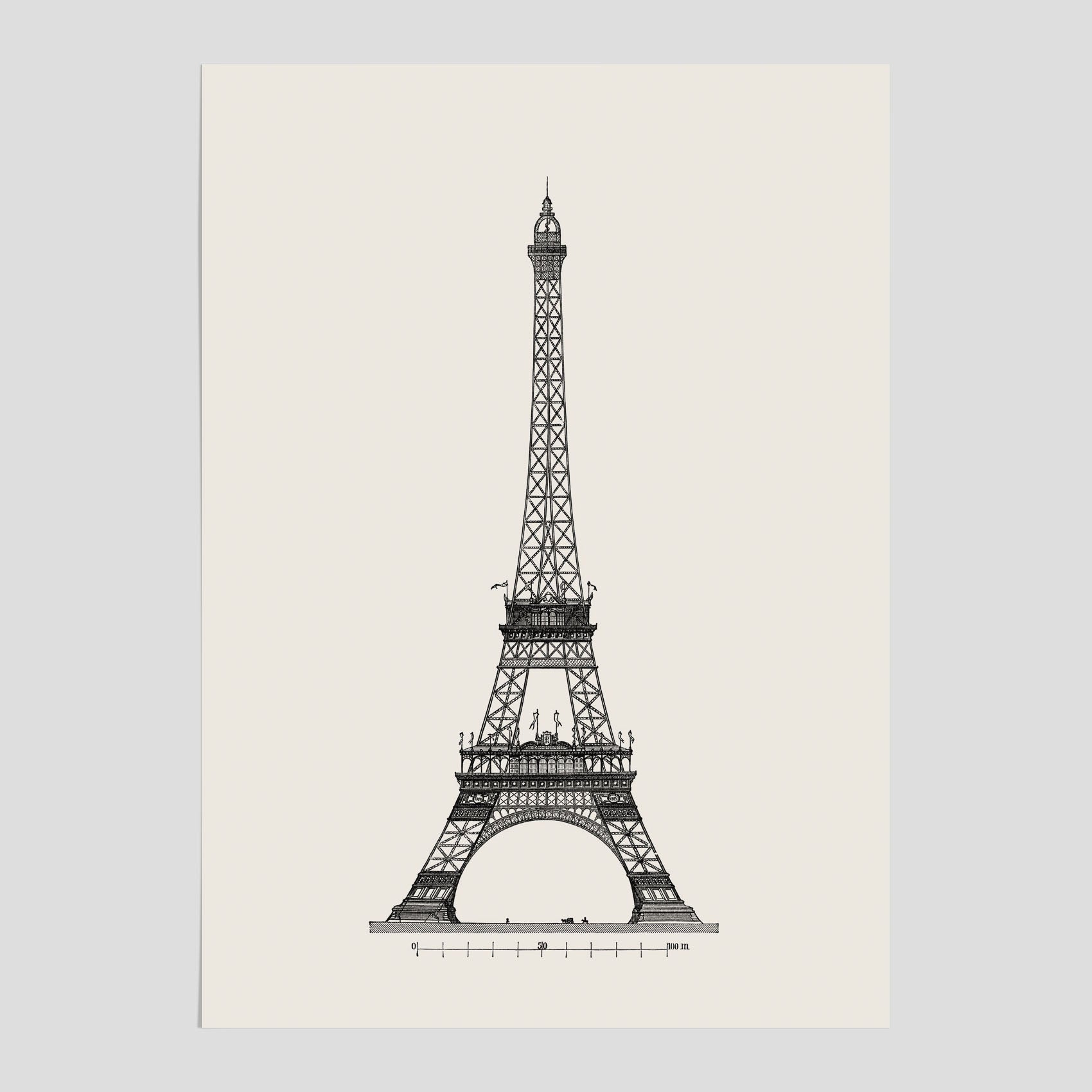 Vintageposter med en illustration av Eiffeltornet i Paris – Arkitektur poster
