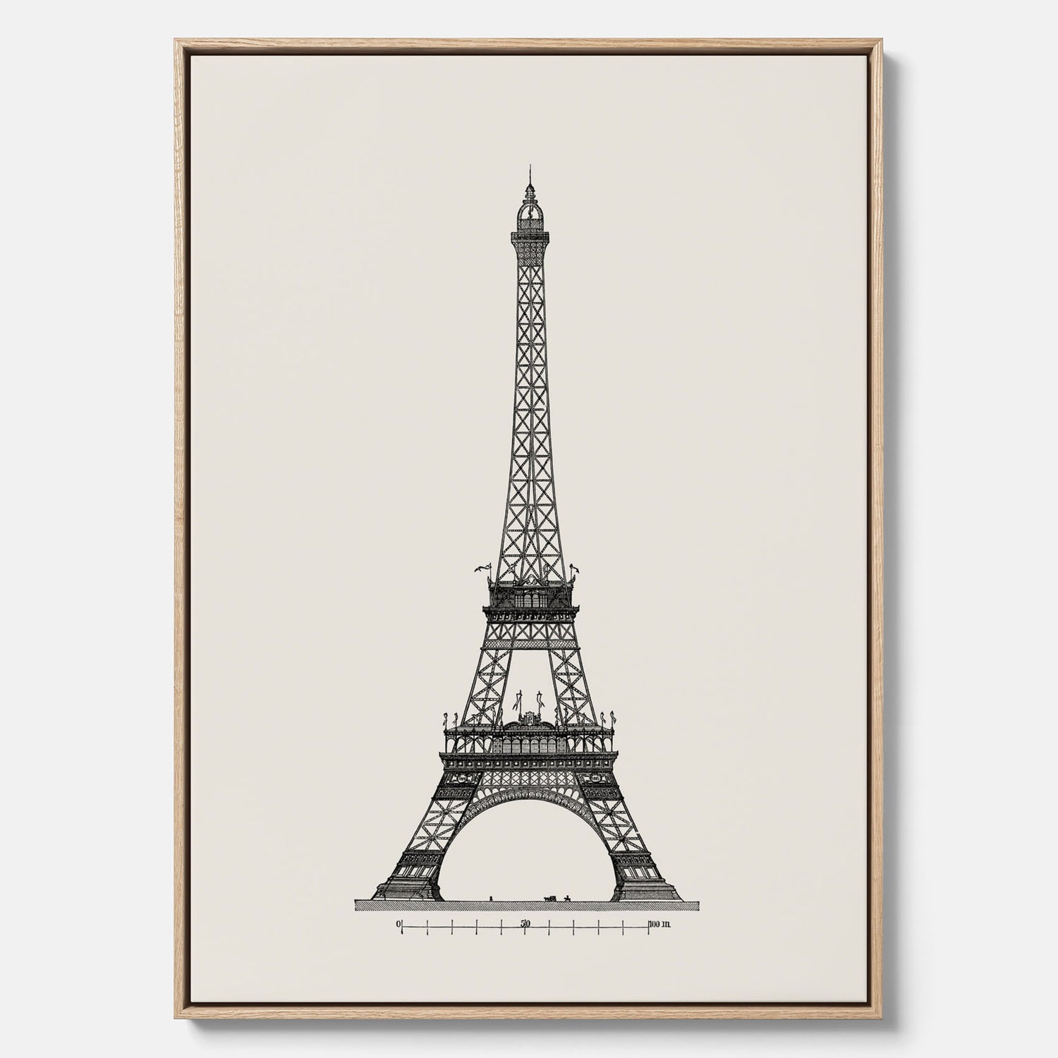 Tavla i canvas med en Vintageposter med en illustration av Eiffeltornet i Paris – Arkitektur poster