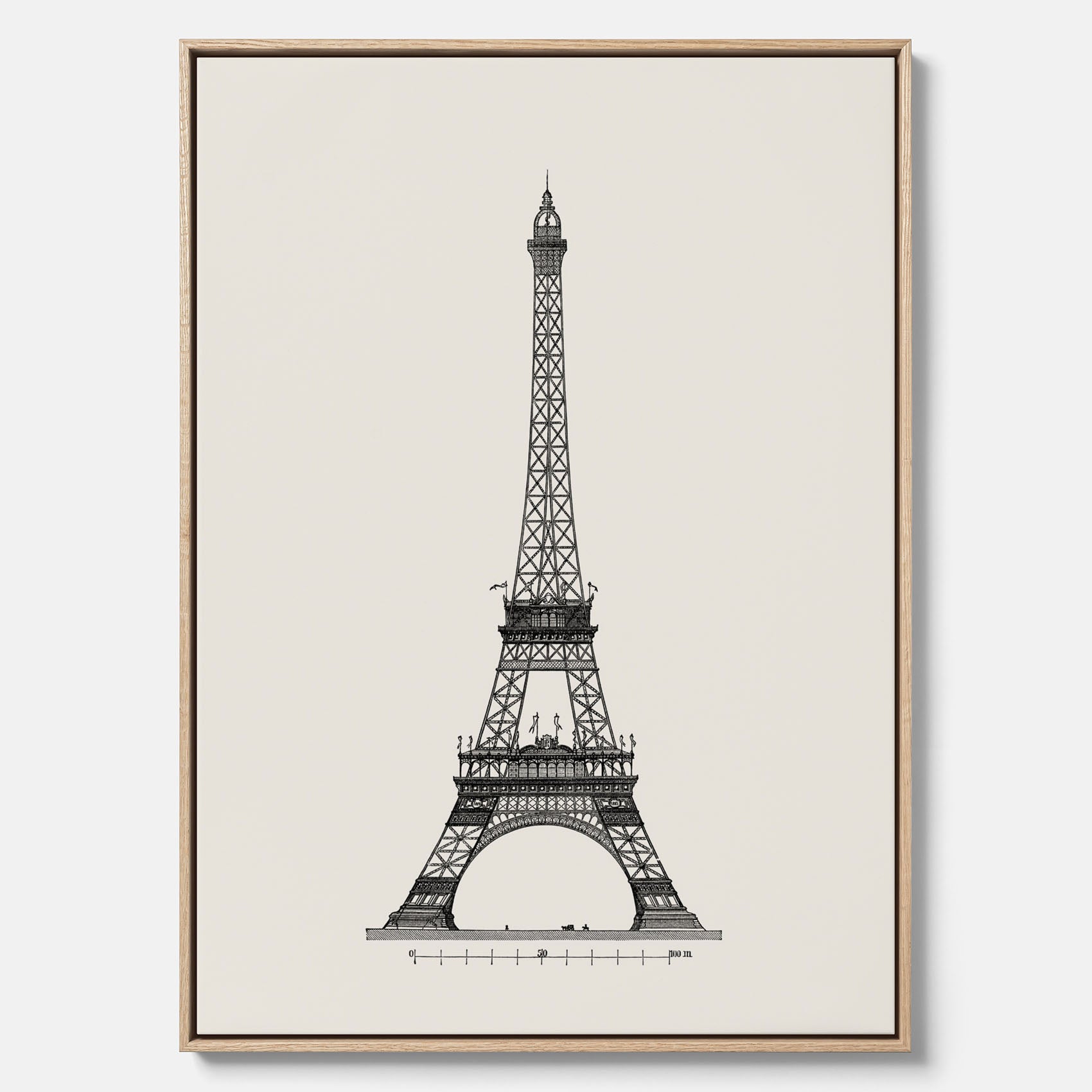 Tavla i canvas med en Vintageposter med en illustration av Eiffeltornet i Paris – Arkitektur poster
