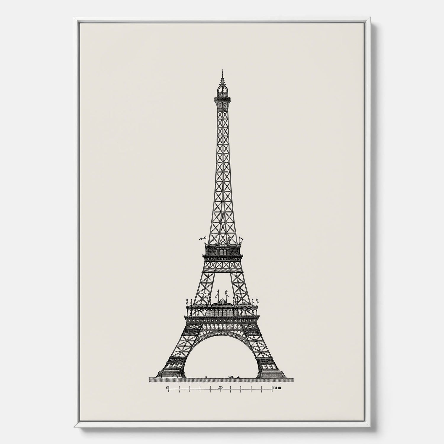 Tavla i canvas med en Vintageposter med en illustration av Eiffeltornet i Paris – Arkitektur poster