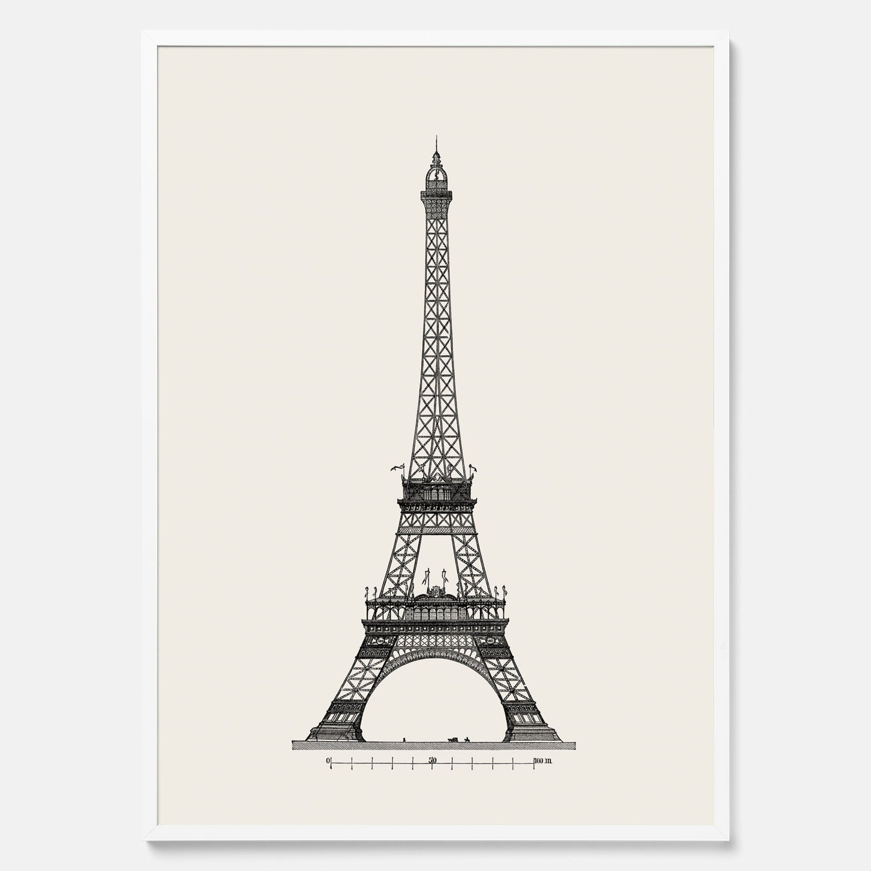 Tavla med en Vintageposter med en illustration av Eiffeltornet i Paris – Arkitektur poster