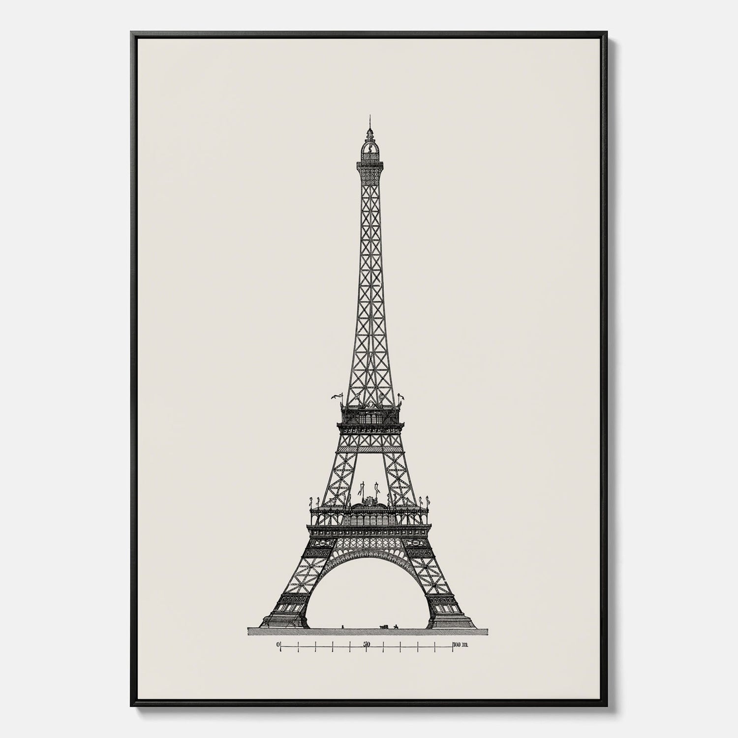 Tavla i canvas med en Vintageposter med en illustration av Eiffeltornet i Paris – Arkitektur poster