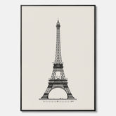 Tavla i canvas med en Vintageposter med en illustration av Eiffeltornet i Paris – Arkitektur poster