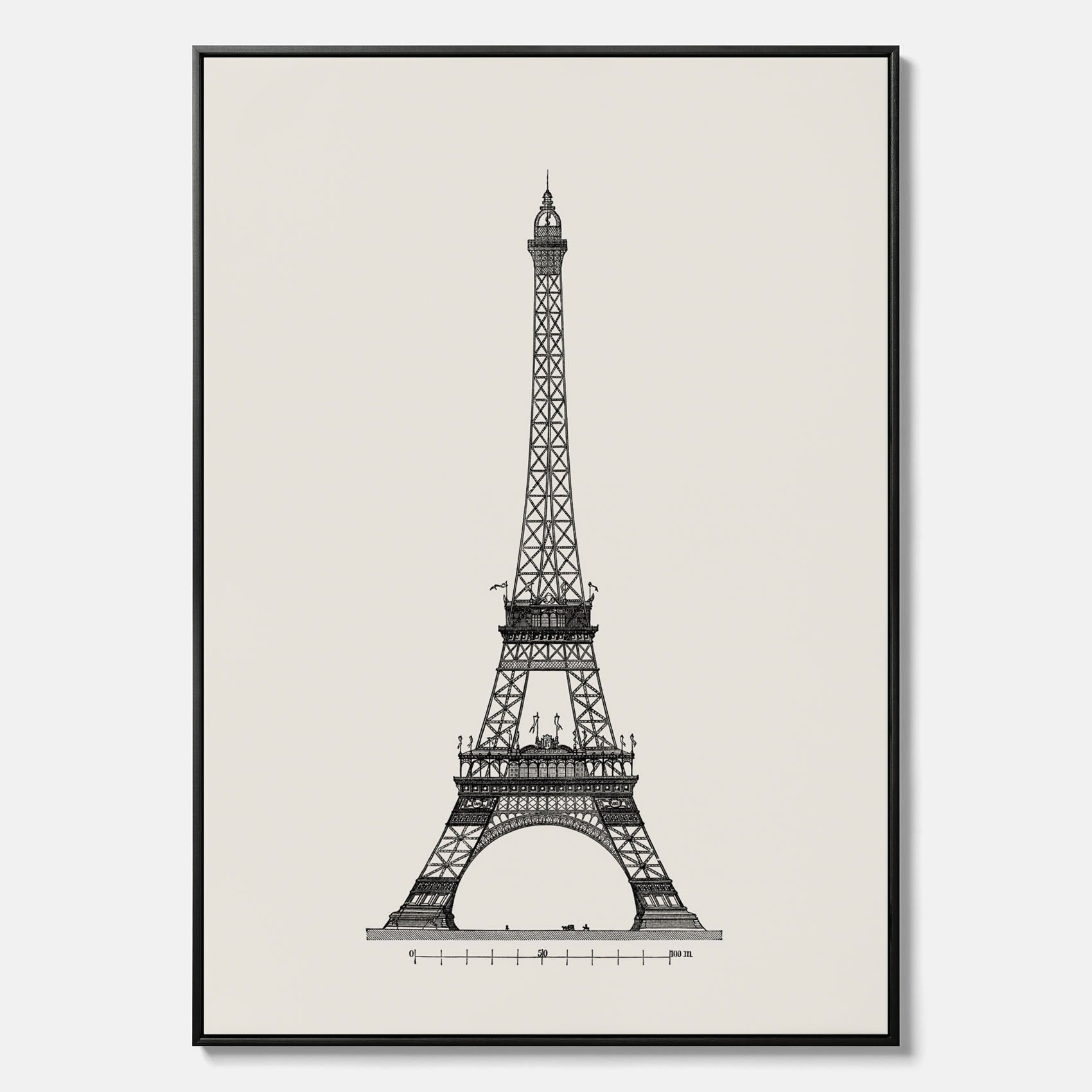 Tavla i canvas med en Vintageposter med en illustration av Eiffeltornet i Paris – Arkitektur poster
