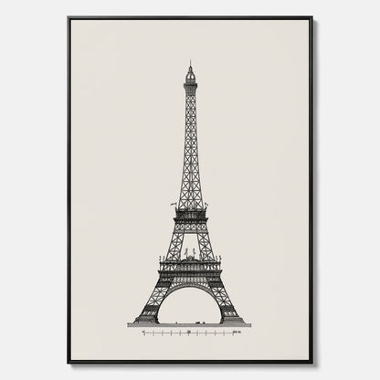 Tavla i canvas med en Vintageposter med en illustration av Eiffeltornet i Paris – Arkitektur poster