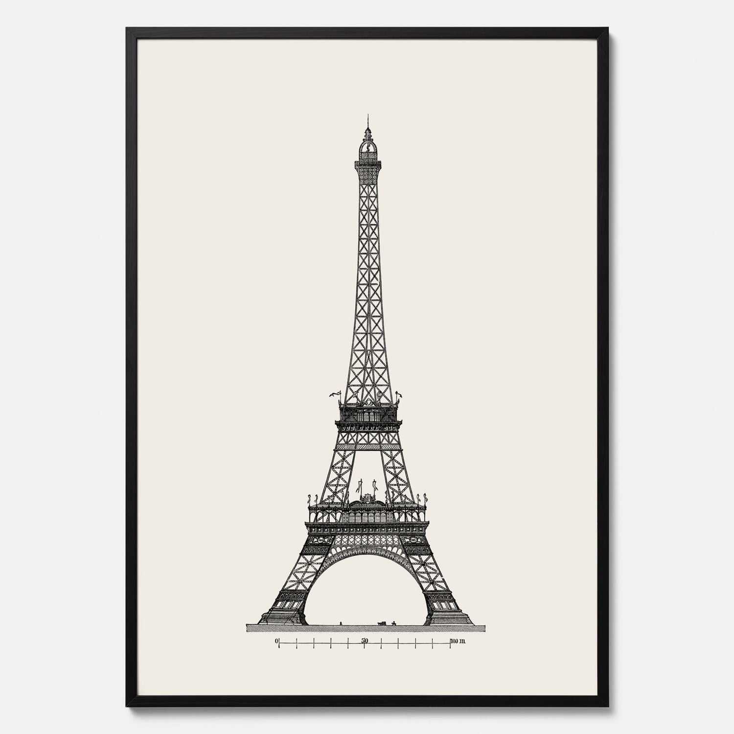 Tavla med en Vintageposter med en illustration av Eiffeltornet i Paris – Arkitektur poster