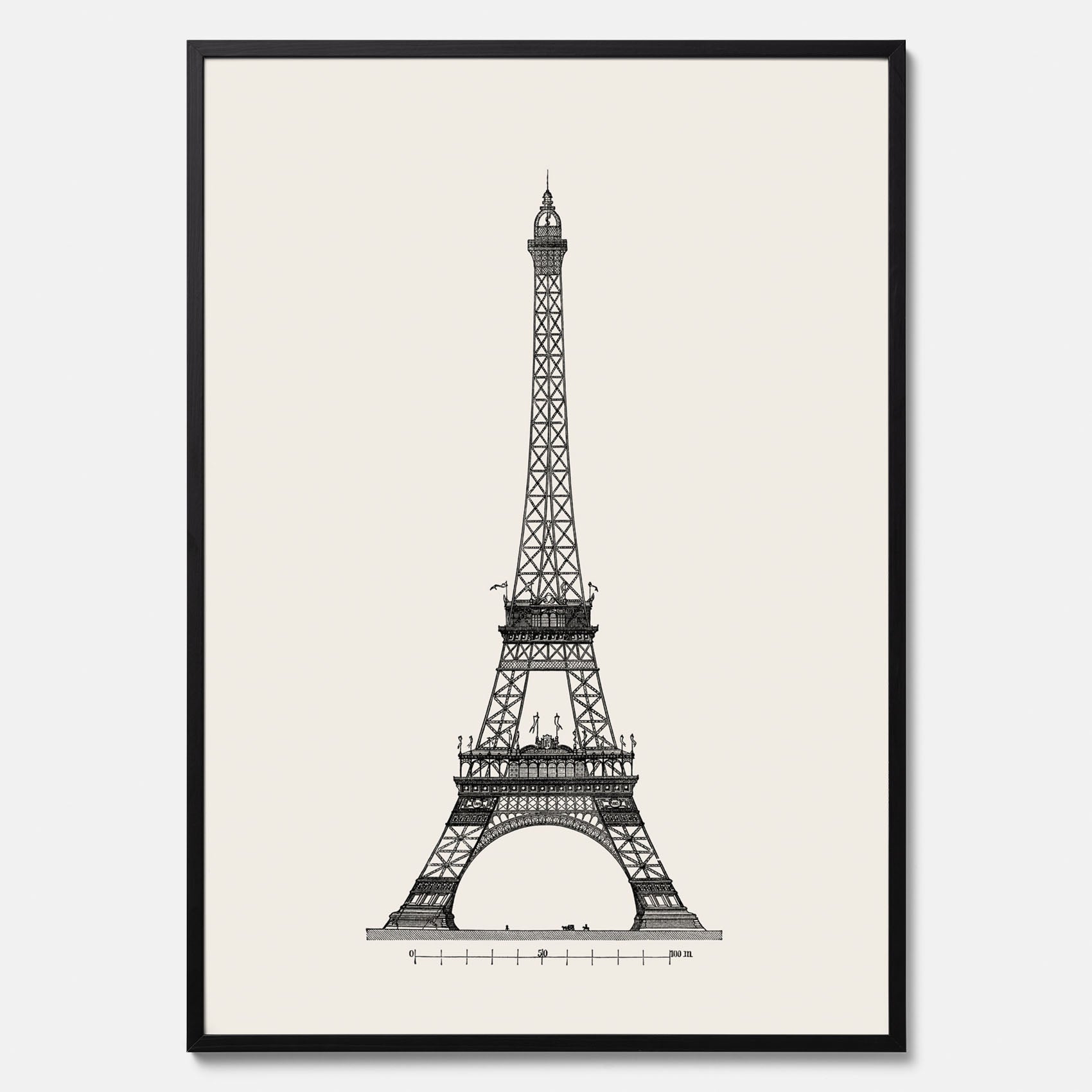 Tavla med en Vintageposter med en illustration av Eiffeltornet i Paris – Arkitektur poster