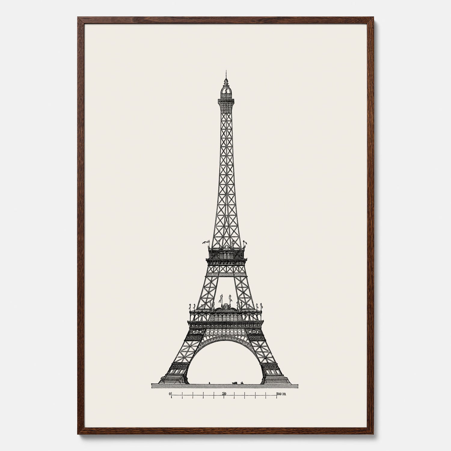 Tavla med en Vintageposter med en illustration av Eiffeltornet i Paris – Arkitektur poster