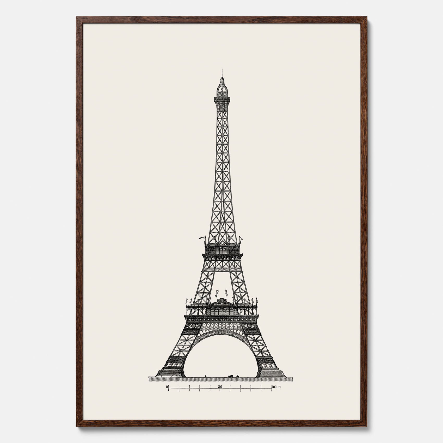 Tavla med en Vintageposter med en illustration av Eiffeltornet i Paris – Arkitektur poster