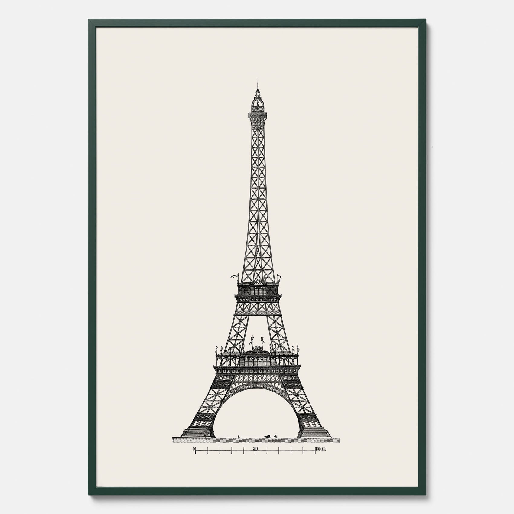 Tavla med en Vintageposter med en illustration av Eiffeltornet i Paris – Arkitektur poster