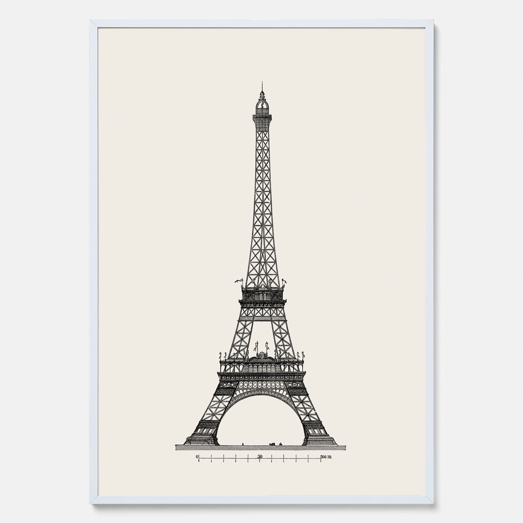 Tavla med en Vintageposter med en illustration av Eiffeltornet i Paris – Arkitektur poster
