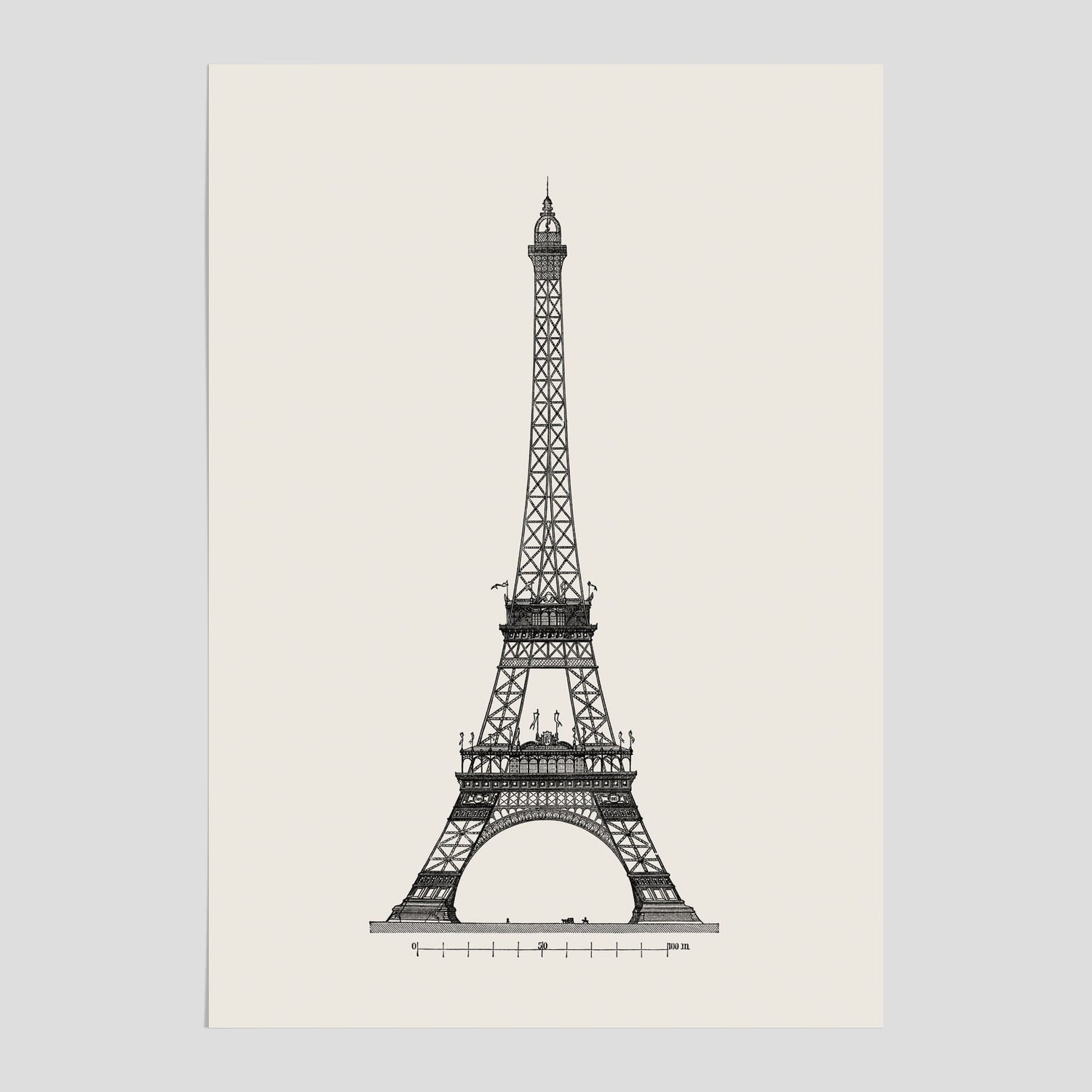 Vintageposter med en illustration av Eiffeltornet i Paris – Arkitektur poster