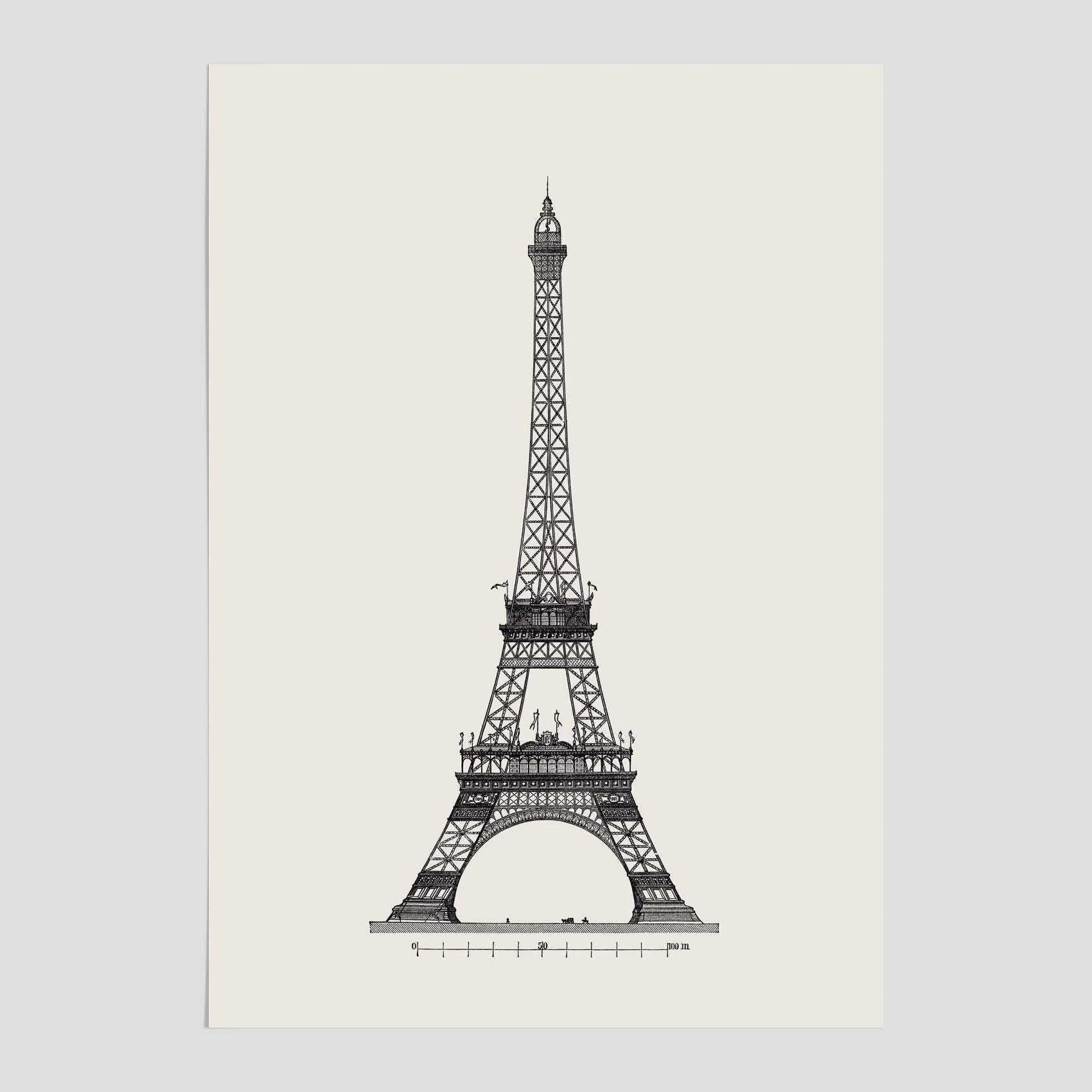 Vintageposter med en illustration av Eiffeltornet i Paris – Arkitektur poster