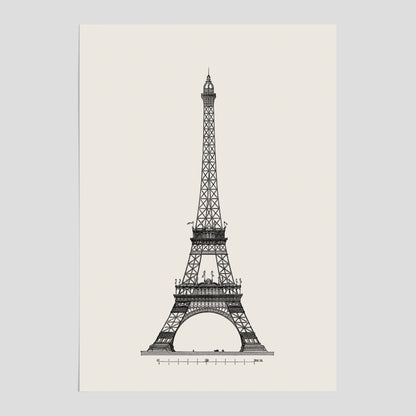 Vintageposter med en illustration av Eiffeltornet i Paris – Arkitektur poster