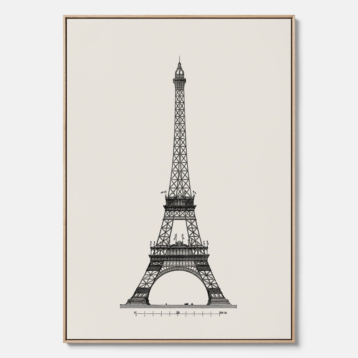 Tavla i canvas med en Vintageposter med en illustration av Eiffeltornet i Paris – Arkitektur poster