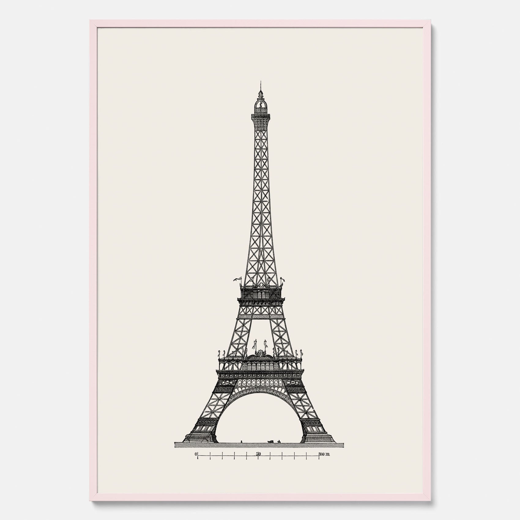 Tavla med en Vintageposter med en illustration av Eiffeltornet i Paris – Arkitektur poster