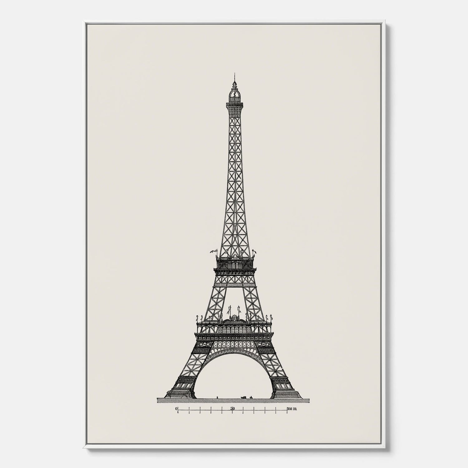 Tavla i canvas med en Vintageposter med en illustration av Eiffeltornet i Paris – Arkitektur poster