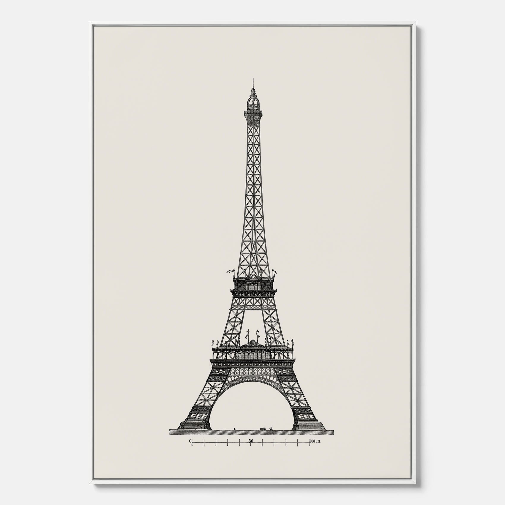 Tavla i canvas med en Vintageposter med en illustration av Eiffeltornet i Paris – Arkitektur poster