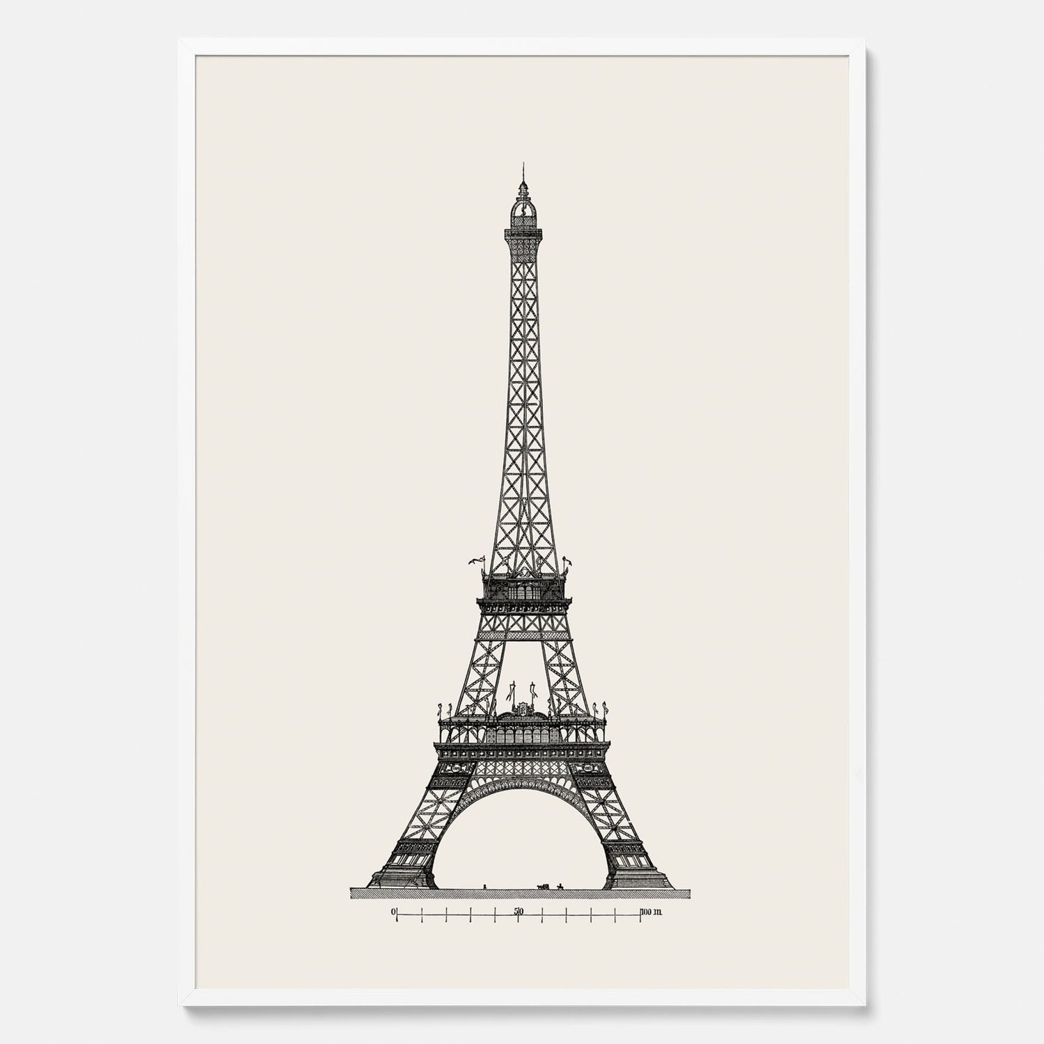 Tavla med en Vintageposter med en illustration av Eiffeltornet i Paris – Arkitektur poster