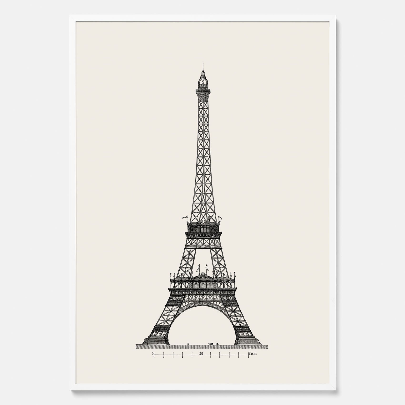 Tavla med en Vintageposter med en illustration av Eiffeltornet i Paris – Arkitektur poster