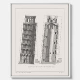 Canvastavla med en vintageposter som visar en illustration av Lutande tornet i Pisa, arkitektritning