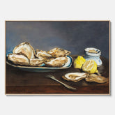 Canvastavla till kök med ”Oysters" poster – Poster till kök, stilleben med ostron, Köksposter, tavla till kök
