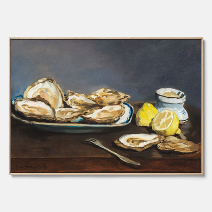 Canvastavla till kök med ”Oysters" poster – Poster till kök, stilleben med ostron, Köksposter, tavla till kök