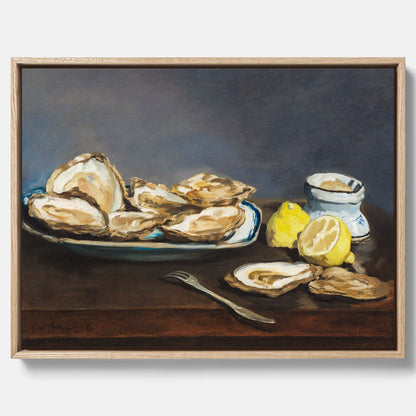 Canvastavla till kök med ”Oysters" poster – Poster till kök, stilleben med ostron, Köksposter, tavla till kök