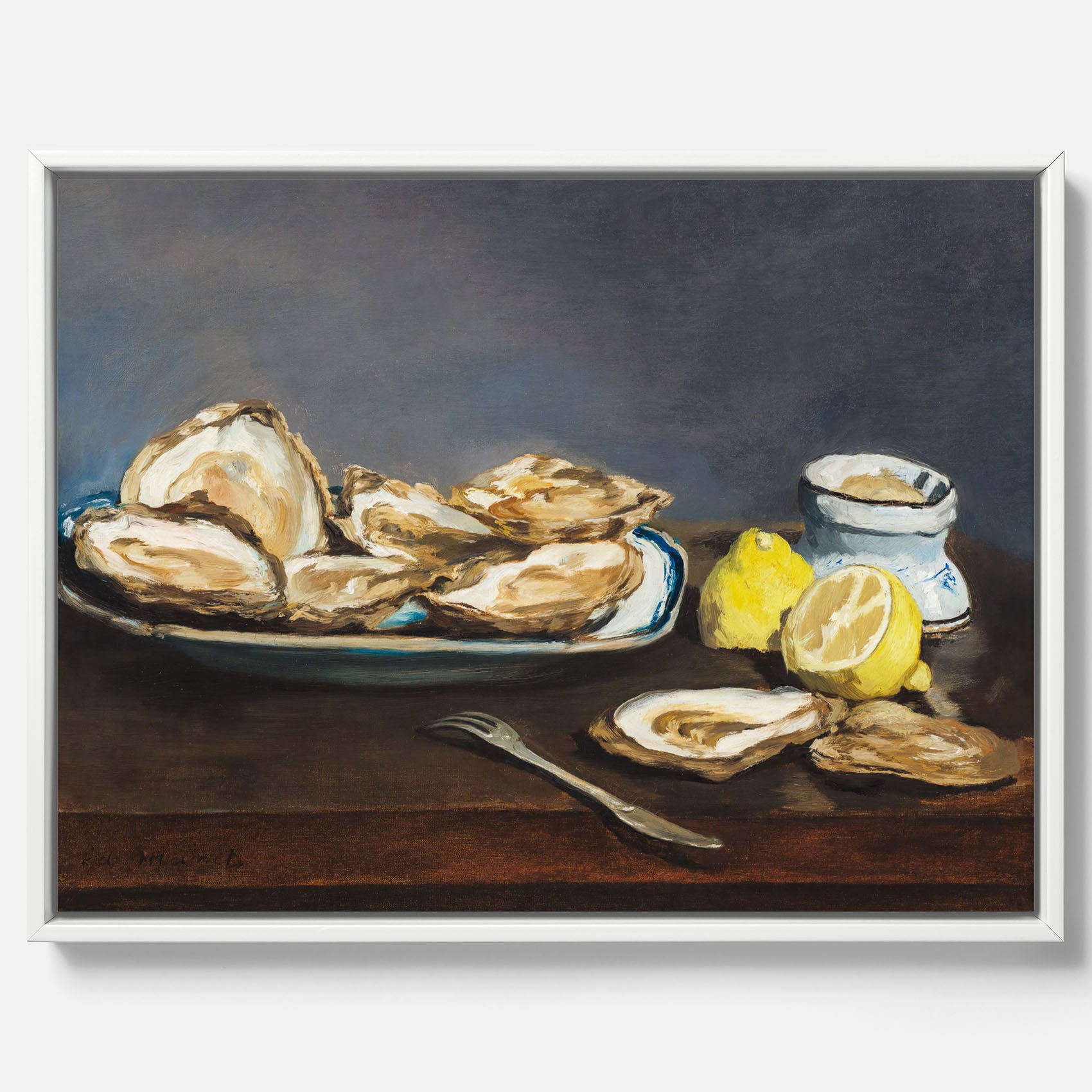 Canvastavla till kök med ”Oysters" poster – Poster till kök, stilleben med ostron, Köksposter, tavla till kök