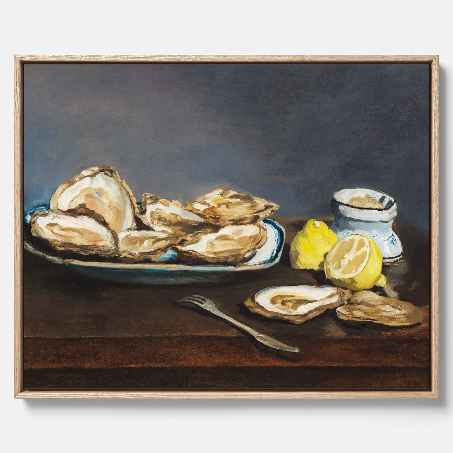 Canvastavla till kök med ”Oysters" poster – Poster till kök, stilleben med ostron, Köksposter, tavla till kök