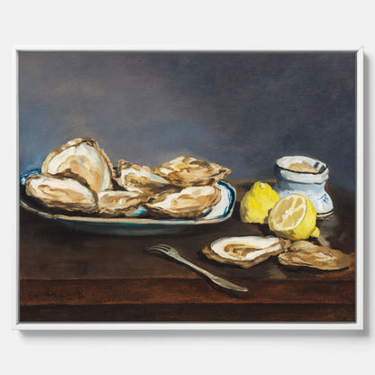Canvastavla till kök med ”Oysters" poster – Poster till kök, stilleben med ostron, Köksposter, tavla till kök