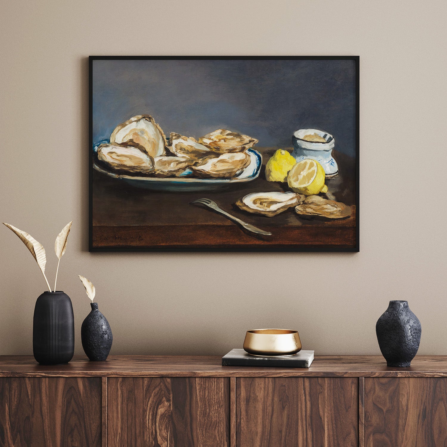 Kökstavla med ”Oysters&quot; poster – Poster till kök, stilleben med ostron, Köksposter, tavla till kök
