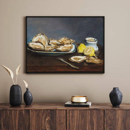 Kökstavla med ”Oysters&quot; poster – Poster till kök, stilleben med ostron, Köksposter, tavla till kök