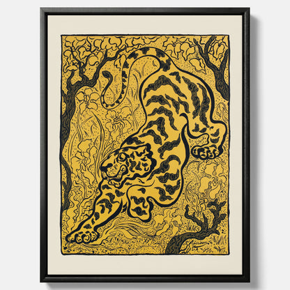 Canvastavla med Tiger i djungeln poster  – Japansk vintageposter - Japansk konst