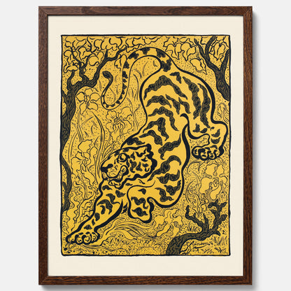 Tavla med Tiger i djungeln poster  – Japansk vintageposter - Japansk konst